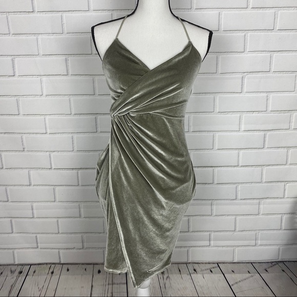 boohoo velvet wrap dress